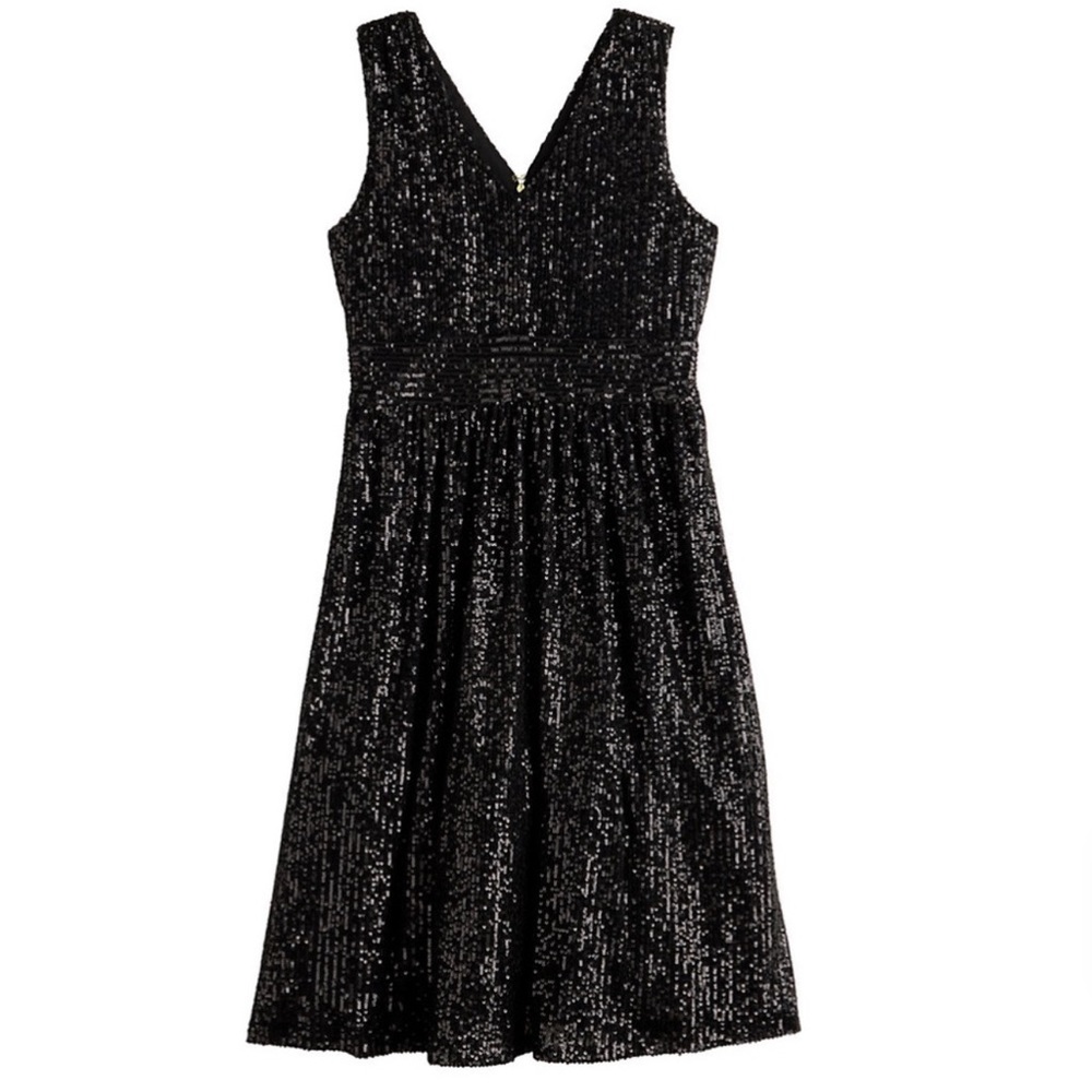 COPY - Draper James RSVP Sleeveless V-Neck Sequin Dress * Black Sequins * Pocke…